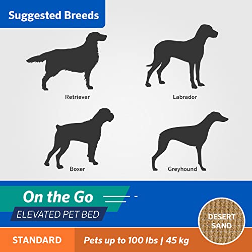 Coolaroo On-The-Go Elevated Dog Bed - Foldable Pop-Up Travel Dog Bed with Breathable, Moisture-Resistant Fabric, Carry Bag Included, Lightweight & Portable, Desert Sand, Large - color: Desert Sand, style: Large