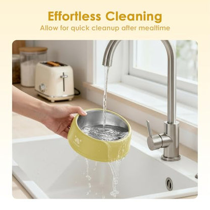 PAWGETHER® Stainless Steel Dog Bowls, Dog Food and Water Bowl Non-Slip Easy to Clean Dishwasher Safe for Puppy Small Medium Dogs Cats Yellow 34oz - color: Yellow (34oz)