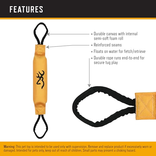 Browning Pet Training Tools, Durable Dog Toys for Tug and Fetch, Canvas Bumper (Browning Gold), One Size - color: Canvas Bumper (Browning Gold)