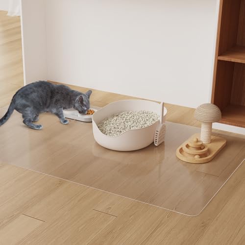 3'×5' Frosted Clear Waterproof Area Mat for Hard Floor, No Scratches Plastic Floor Mat for Litter Boxes, Spill-Resistant Easy Care Floor Protector for Under Refrigerator, Plant Pots - color: Clear, size: 3' x 5' (Rectangular)