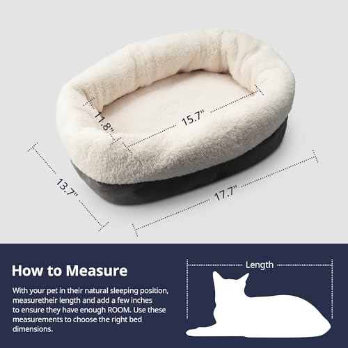 Self Warming Cat Bed, 17.7" x 13.7" Anti-Slip Soft Round Thermal Pet Cushion Bed for Kittens, Cats, Puppies and Small Dogs, Gray - color: Grey