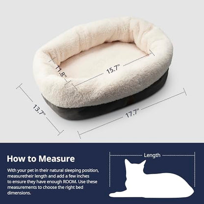 Self Warming Cat Bed, 17.7" x 13.7" Anti-Slip Soft Round Thermal Pet Cushion Bed for Kittens, Cats, Puppies and Small Dogs, Gray - color: Grey