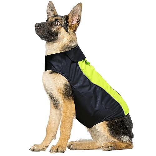 Vizpet Dog Raincoat Waterproof Coats,Dog Jacket High Visibility Warm Vest Dog Clothes for Small Medium Large Dogs(Green-M) - size: Green-M