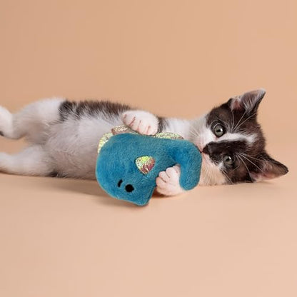 Pounce & Purr® Plush Cat Toys, Catnip & Silvervine Infused, Shiny Iridescent Accents, Interactive Play Toys for Cats & Kittens (Seahorse) - color: Seahorse