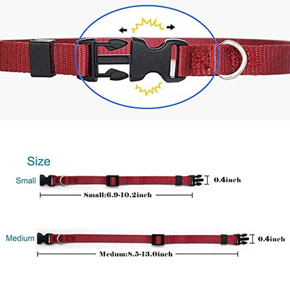 Puppy ID Collars,15 PCS Identification Soft Nylon Puppy Collars, Adjustable Breakaway Safety Whelping Litter Collars for Newborn Puppies Kitten – Set of 15 (Medium 8.5" - 13.0") - size: Square Button M (Pack of 15)