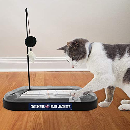 Pets First NHL Columbus Blue Jackets Hockey Field Cat Scratching Toy With Interactive Ball Bell in Tracks - 5-in-1 Scratcher - color: Columbus Blue Jackets