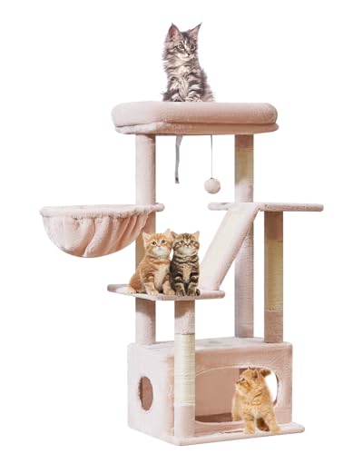 Taoqimiao Cat Tree,38.5-Inch Cat Tower for Indoor Cats,Suitable for Kittens with Luxurious cat condo with Adjustable Baskets and Luxurious Perch MS029SP Jelly Pink - color: Jelly Pink, size: 38.5 Inches