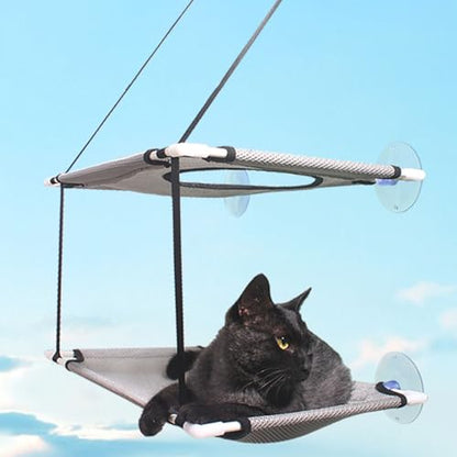 FILFEEL Cat Hammock Double Layer Hanging Installation with Strong Suction Cup Soft Window Perch for Cats (Gray) - color: Gray