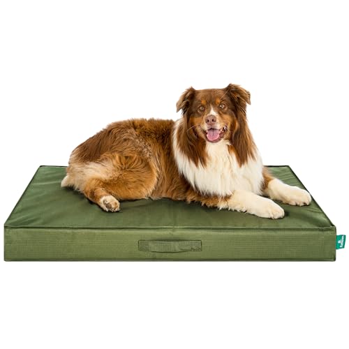 FurHaven Jumbo Orthopedic Dog Bed – Indoor/Outdoor Water-Resistant Mattress Pet Bed, Removable Washable Cover, Olivine - color: Olivine, size: Jumbo