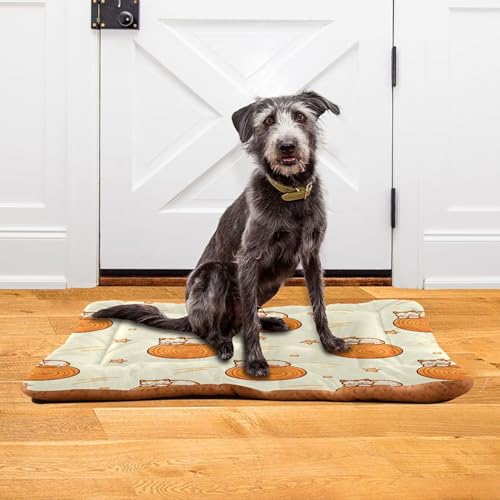 Cats and Round Wood Pet Bed Pad, Soft Pet Pad with Non-Slip Bottom, Bed Mat for Cat and Dog, Machine Washable Mattress for Living Room Crate Car, 36"x24" - size: 36x24 in