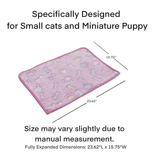 Clairooo Cat Blankets for Small Cats, 3 Pack Kitten Blanket Cute Paw Print Pet Blanket for Cat, Kitten, Miniature Puppy, 24 x 16 inches (Pink) - color: Pink