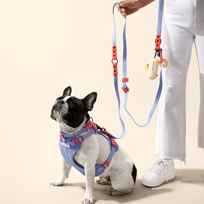 HNS1002E Arlo Medium Adjustable Soft Padded No Pull Pet Harness with 3 Buckles and 3 Leash Clips, Sangria - color: Periwinkle, size: Medium (Chest: 18 - 28")