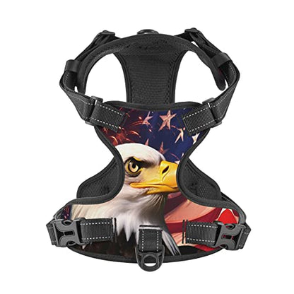 American Flag and Eagle Reflective Dog Harness No Pull Soft Vest Harness for Small Medium Large Dog Puppy Pets Small Size - color: American Flag and Eagle, size: Small