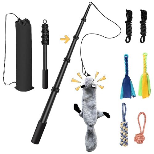Flirt Pole for Dogs - Interactive Toys Tug-of-war for Dog, Five-Section Retractable Adjustable Length for Outdoor Exercise & Training - color: 59.06 inches