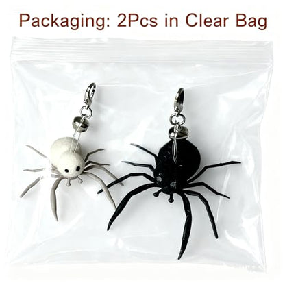 2Pcs Cat Toy Spider Refills – White & Black Heads with Bell/Lobster Claw, Feather Wand Replacement for Kitten Interactive Play
