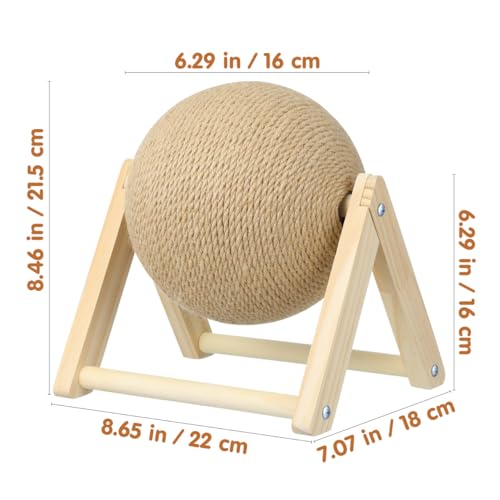 STOBOK Cat Scratcher with Wood Scratching Ball - Cats and Kittens Indoor Toy for Claw Care and Exercise - Round Scratching Board Spinning Ball Interactive Rabbit Pet Supplies for Home and Shops