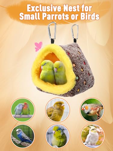 Small Winter Warm Bird Nest for Cage - Comfortable Bird Bed with Support Board, Hanging Hammock Shed Hideaway Hut Gift for Budgerigar Canaries Lovebirds - size: Small