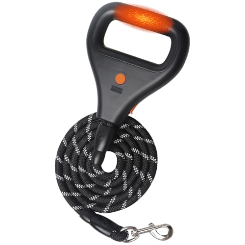 Rrechargeable Heated Dog Leash, Highly Reflective Threads Leash Rope for Medium Large Dogs, 1/2 inch - size: L
