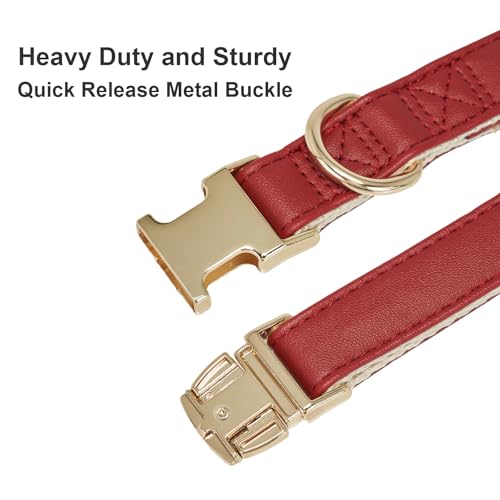 Soft Classic Leather Dog Collar Heavy Duty Padded Collars with Metal Buckle for Puppy Small Medium Dogs (Red,S) - color: Red, size: Small