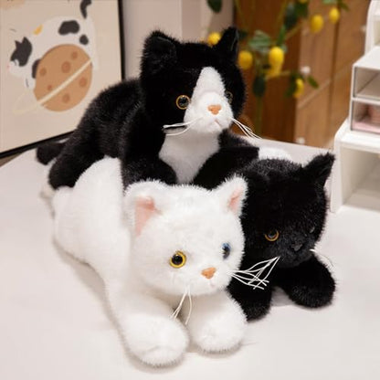 PEACH CAT Cat Stuffed Animal 12" Realistic Kitten Plushies Soft Plush Toys Gifts for Kids Black - style: 12" Black Cat