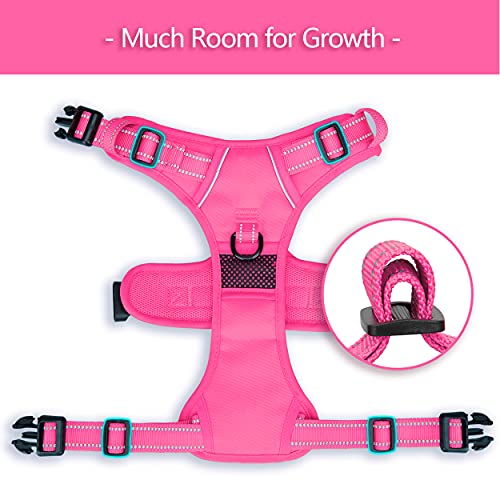 PoyPet No Pull Dog Harness, No Choke Reflective Dog Vest, Adjustable Pet Harnesses with Easy Control Padded Handle for Small Medium Large Dogs(Pink Matching Trim,XS) - color: Pink(Matching Trim), size: XS
