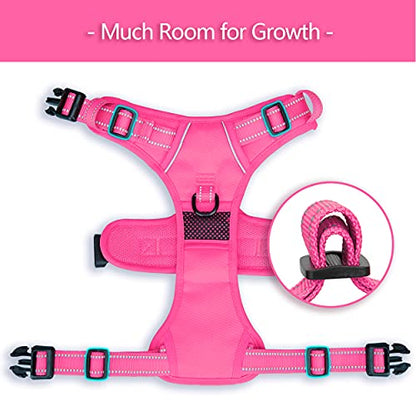 PoyPet No Pull Dog Harness, No Choke Reflective Dog Vest, Adjustable Pet Harnesses with Easy Control Padded Handle for Small Medium Large Dogs(Pink Matching Trim,XS) - color: Pink(Matching Trim), size: XS