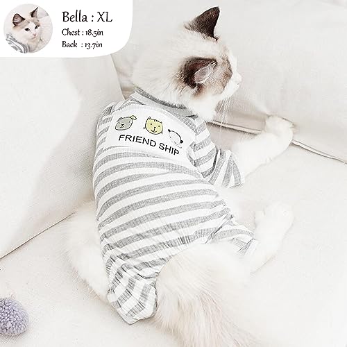 Dogs PJS Clothes for Small Dogs Girl Puppy Pajamas Long Sleeved Onesies Warm Coats Jumpers Outfits - color: GREY, size: XXL(Back15.7", Weight13.5-19 lbs)