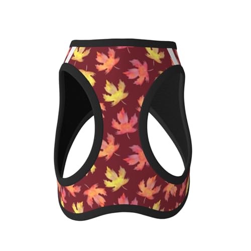 Maple Leaf Pattern Pet Harness Escape Proof Dog Harness Adjustable Mesh Padded Reflective Dog Vest Harness and Leash Set Small - color: Style 6, size: Small