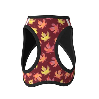 Maple Leaf Pattern Pet Harness Escape Proof Dog Harness Adjustable Mesh Padded Reflective Dog Vest Harness and Leash Set Medium - color: Style 6, size: Medium