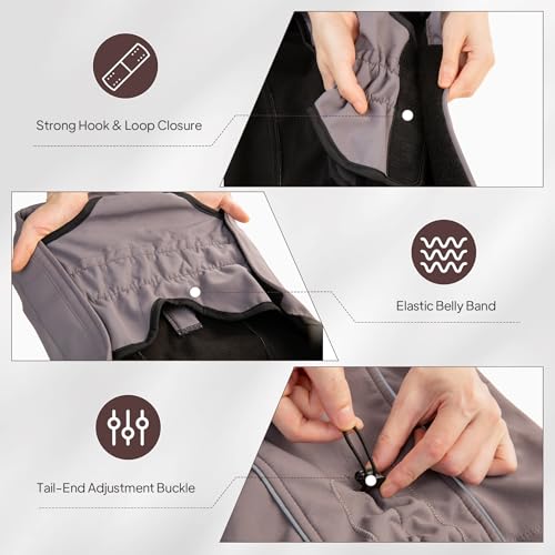 Dog Coat Warm Dog Winter Coat Waterproof Dogs Jacket with Reflective Pet Fleece Vest Zip-Up Cold Weather Coats for Large Dogs Turtleneck Windproof Coats (Grey,Small) - color: Grey, size: Small