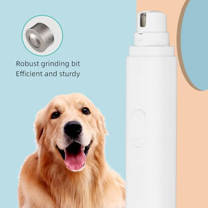 Professional Dog Nail Grinder, Electric Pet Nail Grinder with Low Noise Design, Safe Trimming for Small Medium Large Dogs and Cats, DC 5V 1A Portable Grooming Tool