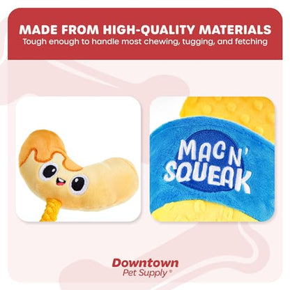 Downtown Pet Supply - Mac & Cheese Plush Squeaky Crinkle Rope Dog Toy - Durable for Small, Medium & Large Dogs - 1 Pack - style: Mac and Cheese