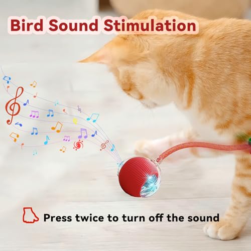 Speedy 2.0 Tail Interactive Cat Toys for Indoor Cats, Automatic Cat Toy with Elastic Mesh Tail, Electric Rolling Ball on Carpet, Chirping and Motion Activate Cat - color: Blue