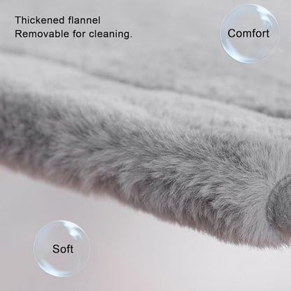 Cat Window Bed with Suction Cup, 33 Lbs Load Capacity, 19.2x12 Inches, Warm Plush, Single Layer, Sturdy Mesh and Fiberglass Rods, for Indoor Cats (Grey) - color: Grey