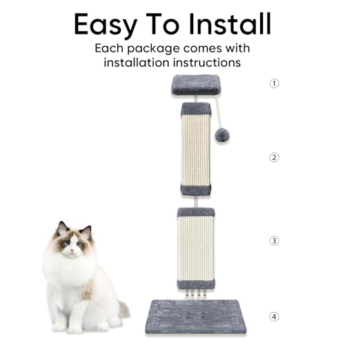 Cat Scratching Post, 32 Inch Cat Scratching Posts for Large Cats, Scratching Posts for Indoor Cats Adults, Cat Scratch Post with Nature Sisal, Light Gray - color: Light Gray