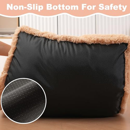 Bedfolks Plush Waterproof Dog Crate Bed, Removable Washable Cover, Faux Fur, Fluffy Kennel Bed 17"x12", Camel - color: Solid Camel, size: XX-Small(17x12'')