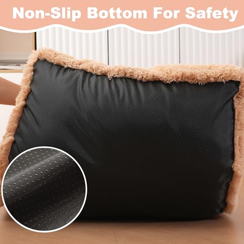 Bedfolks Plush Waterproof Dog Crate Bed, Removable Washable Cover, Faux Fur Pad for Medium Dogs, 29"x21", Camel - color: Solid Camel, size: Medium(29x21'')