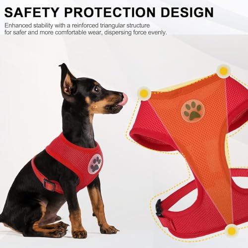 BINGPET Small Dog Harness, No Pull Dog Harness Small Sized Dogs, Soft Light Breathable Mesh Puppy Vest with Safety Buckle-Adjustable Step in Pet Harnesses for Easy Walking, Running, Training - color: Red, size: XS (NECK: 10", CHEST: 10"-14")
