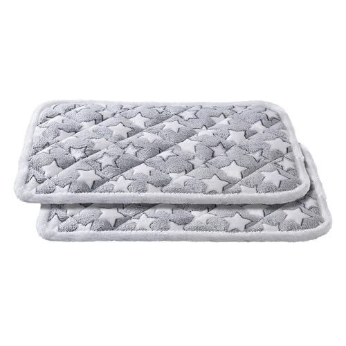 Soft Reversible Dog Crate Mat 2Pcs, Cat Mat - 24x16 Inch, Short Plush Pet Mat, 0.6-inch Thick Thin Dog Mat, Dog Bed Mat for Small Dogs, Machine Washable Ideal for 24-Inch Dog Crates - color: 2pcs Grey Star, size: 24.0"L x 16.0"W x 0.6"Th