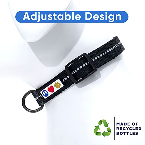 Pawtitas Recycled Dog Collar with Reflective Stitched Puppy Collar Made from Plastic Bottles Collected from Oceans Extra Small Black Sea - color: Recycled Black, size: X-Small (Pack of 1)