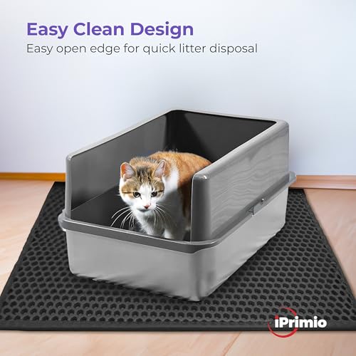 iPrimio Large Cat Litter Trapper Mat with Exclusive Urine/Waterproof Layer - Cat Litter Mat - Larger Holes with Urine Puppy Pad Option for Messy Cats - Soft on Paws and Light - 30" x 23" (Black Color) - style: 30x23 - Black
