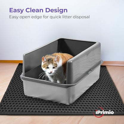 iPrimio Large Cat Litter Trapper Mat with Exclusive Urine/Waterproof Layer - Cat Litter Mat - Larger Holes with Urine Puppy Pad Option for Messy Cats - Soft on Paws and Light - 30" x 23" (Black Color) - style: 30x23 - Black