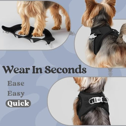 rabbitgoo Small Dog Harness, Step-in Soft Mesh Puppy Vest with Safety Buckle, Breathable Reflective Pet Harness for Small Medium Dogs, Black XL - color: Black, size: Xl(chest:20.0"-21.8")