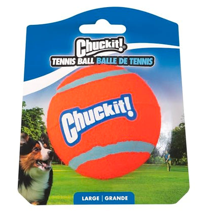 Chuckit! Dog Tennis Ball Dog Toy, Large (3 Inch Diameter) for dogs 60-100lbs, Pack of 1 - size: Large - Pack of 1