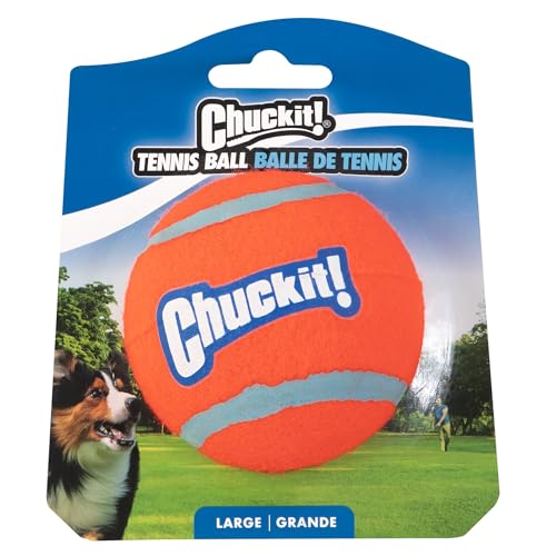 Chuckit! Dog Tennis Ball Dog Toy, Large (3 Inch Diameter) for dogs 60-100lbs, Pack of 1 - size: Large - Pack of 1