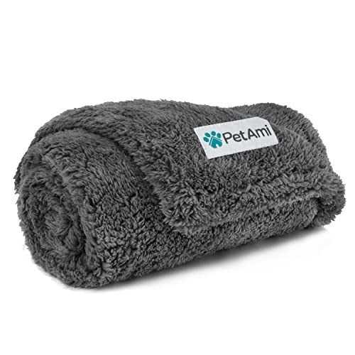 PetAmi Fluffy Waterproof Dog Blanket for Small Medium Dogs, Soft Warm Pet Sherpa Throw Pee Proof Couch Cover, Reversible Cat Puppy Bed Blanket Sofa Protector, Plush Washable Pad (Grey, 24x32) - color: Grey, size: Small (24x32)