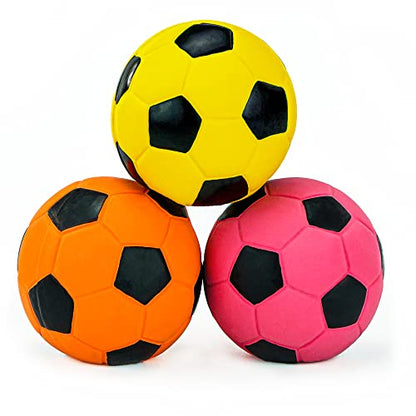 CHIWAVA 3PCS 2.7'' Squeak Latex Dog Toy Football Chew Fetch Throw Ball for Medium Dogs Interactive Play - size: 2.7" Medium Dogs 3 Pack