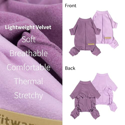 Fitwarm 2 Pack Lightweight Fleece Dog Pajamas, Warm Winter Dog Clothes for Small Dogs Boy Girl, Cozy Pet Onesie with Feet, Violet Purple, Small - color: Purple, size: Small