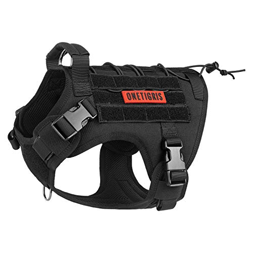 OneTigris Tactical Dog Harness Vest,No-Pull Service Dog Vest with Hook & Loop Panels,Adjustable Dog Vest Harness for Walking Hiking Training(Black,XXS) - color: Black, size: XX-Small