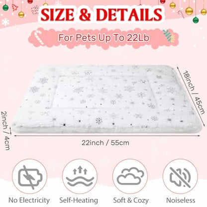 2 Pack Winter Self Warming Cat Mat Snowflake White Self Heating Pad Bed 22" x 18" Reversible Reflects Body Heat Machine Washable Thermal Pet Blanket for Winter Indoor Pet Kitten Dog Crate - color: White
